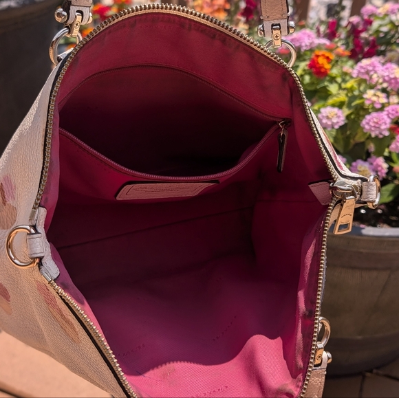 Coach Prarie Satchel Crossbody Bag Leather Floral Print Handbag - Picture 7 of 15